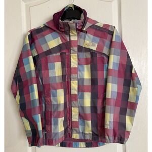 The‎ North Face Jacket Girls Medium Purple Plaid Hoodie Hyvent Full Zip Gorpcore